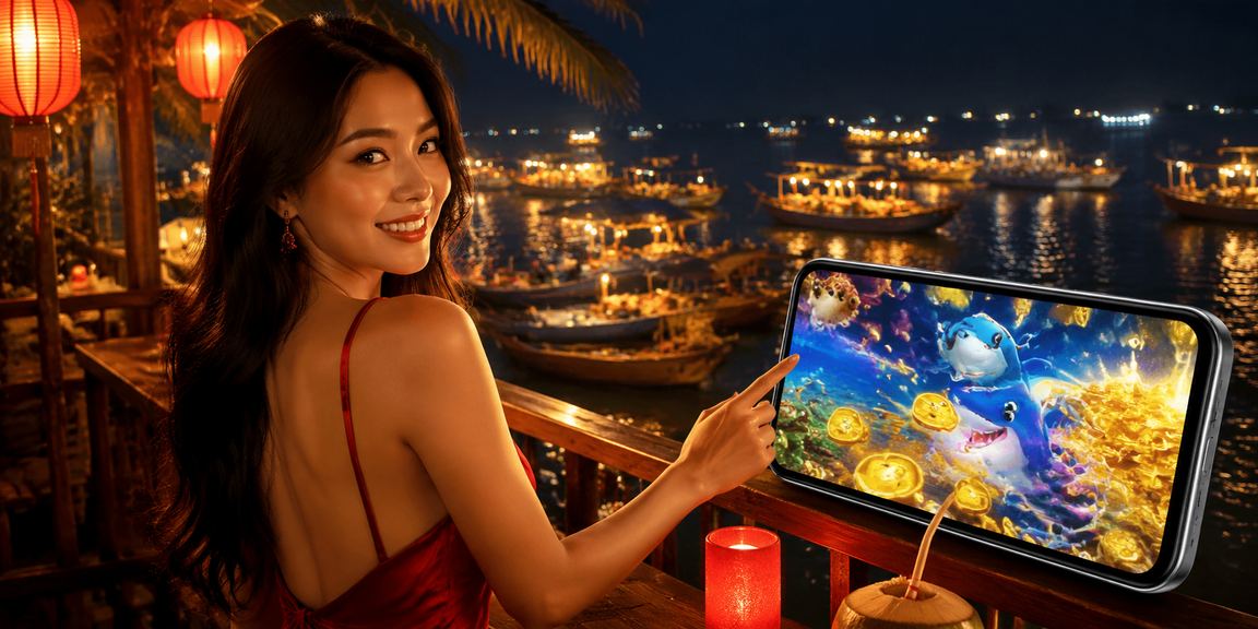 Người dùng chơi casino trên điện thoại tại bãi biển Phan Thiết